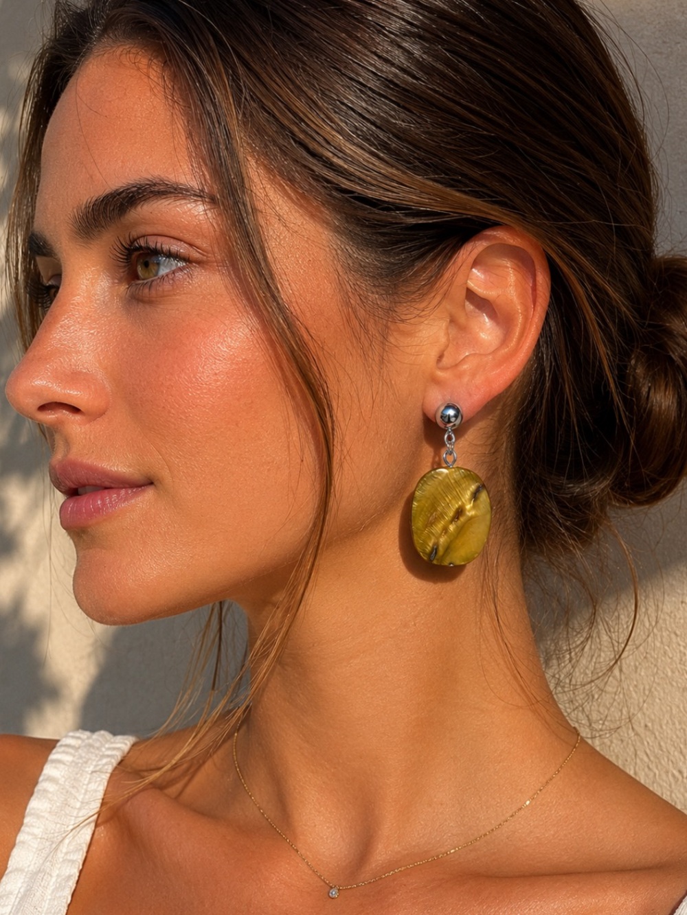 Brown Abalone Shell Drop Earrings - Women Jewelry